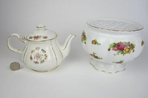 PORCELAIN: A Sadler teapot and Royal Albert &lsquo;Old Country Roses&rsquo; potpourri bowl