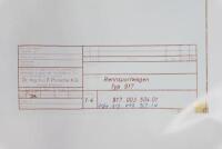 PORSCHE 917: A very large 1971 dated designated 'Rennsportwagen Typ 917' blueprint diagram of Porsche 917 mechanicals, numbered '917.003.501.01' to lower right corner and written in pencil also '917.003.507.10' - 9