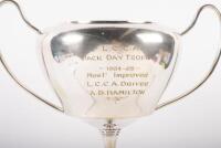 L.C.C.A / ALAN HAMILTON: A silver plated two handled trophy on bakelite base inscribed 'L.C.C.A (Light Car Club Australia) - Jack Day Trophy - 1964-65 - Most Improved - L.C.C.A driver - A.D. Hamilton - 2