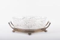 ART NOUVEAU: An Art Nouveau twin-handled silver and cut glass centrepiece bowl
