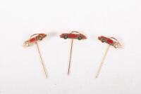 PORSCHE PINS: Three Porsche Automobile Sports Car Lapel Stick Pins by Badge'rs