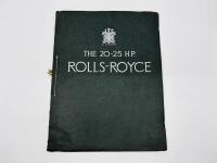 ROLLS-ROYCE: A Sales Brochure for the 20-25 H.P. model range [Location: Sydney]