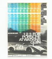 PORSCHE POSTER: A large original 1969 printed Porsche poster celebrating the 1-2-3 finish for the Porsche 908 at Watkins Glen