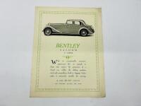 BENTLEY: A Sales Brochure for the 3 &frac12; Litre model range, together with a period road test from The Autocar of the 4 &frac12; Litre and a quantity of three double-sided brochures for various models [Location: Sydney] - 11