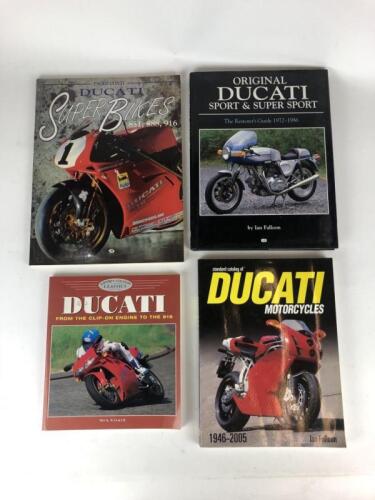 BOOKS: Four books, Ducati Super Bikes 851, 888, 916 - Paolo Conti, Original Ducati Sport & Super Sport, The Restorer's Guide 1972-1986 - Ian Falloon, Osprey Colour Ducati, From the Clip-on Engine to the 916 - Nick Walker, Standard Catalog of Ducati Motorc