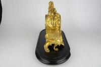 CLOCK: A late 19th century French porcelain panelled gilt metal mantle clock - 6