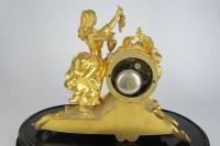 CLOCK: A late 19th century French porcelain panelled gilt metal mantle clock - 7