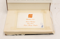 BRUCE MCLAREN: 'Bruce McLaren - The Man and His Racing Team' by Eoin Young, with attached 1971 Christmas card from Trojan Racing, Croydon UK, hardcover book, published 1971 - 2