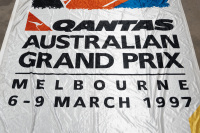 MELBOURNE GRAND PRIX: A very large flag for the 1997 Qantas Australian Grand Prix at Albert Park, Victoria, 4.1m high, 1.90m wide - 2