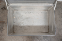 TRAVEL TRUNK: Alan Hamilton's personal racing alloy travel trunk, 1.17m wide, 77cm deep, 51cm high - 4