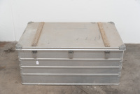 TRAVEL TRUNK: Alan Hamilton's personal racing alloy travel trunk, 1.17m wide, 77cm deep, 51cm high - 5