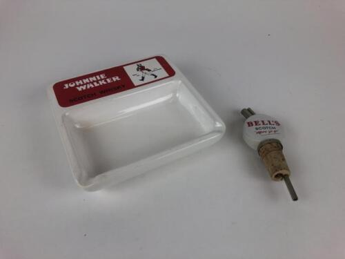 JOHNNIE WALKER: One Johnnie Walker Ash Tray and one Bells Scotch Pourer