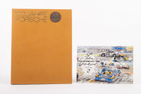 FERDINAND PORSCHE: '100 Years of Porsche Mirrored in Contemporary History' hardcover book with written personal message & signature from Ferry Porsche to Norman Hamilton dated 1976, also enclosed is a Christmas greeting card signed by Ferry Porsche