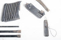AUTOJUMBLE: A group of parts to suit 1974-85 Porsche 911, includes bumper accordions, two muffler straps, two rear torsion bar mounts, sway bar clamps, G series front bumper inserts - 6