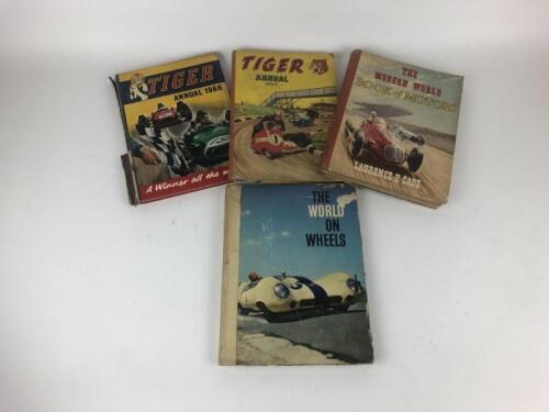 BOOKS: Four books, Tiger Annual 1960 and 1966 and Modern World Motors and World Wheels (Cards)