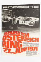 PORSCHE 917: A large 1971 dated Porsche poster celebrating the Porsche 917 victory at the June 1971 1000km race at the Osterreichring, 1.01m high, 76cm wide
