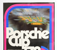 PORSCHE CUP: A large laminated 1972 dated Porsche poster celebrating the 1972 Porsche Cup winners, 1.01m high, 75cm wide - 2