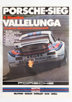 PORSCHE 935: A large 1976 dated Porsche poster celebrating the Porsche Martini 935 victory at the 1976 Six Hours of Vallelunga race, 1.01m high, 76cm wide