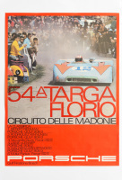 PORSCHE 908/03: A large 1970 dated Porsche poster celebrating the victory of the Porsche 908/03 at the 1970 Targa Florio, 1.01m high, 76cm wide