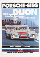 PORSCHE 936: A large 1976 dated laminated Porsche poster celebrating the Porsche 936 victory at the 1976 500km race at Dijon, France, 1.02m high, 75cm wide