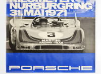 PORSCHE 908/03: A large 1971 dated Porsche poster celebrating the Porsche 908/03 victory at the 1971 1000km race at Nurburgring, 1.01m high, 76cm wide - 3