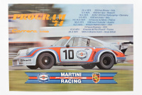 PORSCHE MARTINI: A laminated Porsche Martini Racing poster promoting the 1974 World Sportscar Championship program of races & dates with Porsche Carrera pictured, 59.5cm high, 83.5cm wide