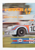 PORSCHE MARTINI: A laminated Porsche Martini Racing poster promoting the 1974 World Sportscar Championship program of races & dates with Porsche Carrera pictured, 59.5cm high, 83.5cm wide - 2