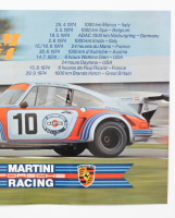 PORSCHE MARTINI: A laminated Porsche Martini Racing poster promoting the 1974 World Sportscar Championship program of races & dates with Porsche Carrera pictured, 59.5cm high, 83.5cm wide - 3