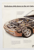 PORSCHE 944: A large 1985 dated Porsche poster featuring a cutaway illustration of the Porsche 944 Turbo with vehicle detail & specs, 76cm high, 1.01m wide - 2