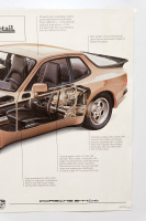 PORSCHE 944: A large 1985 dated Porsche poster featuring a cutaway illustration of the Porsche 944 Turbo with vehicle detail & specs, 76cm high, 1.01m wide - 4