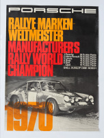 PORSCHE RALLY: A large 1970 dated Porsche poster celebrating the 1970 manufacturers world championship for Porsche, 1.01m high, 76cm wide