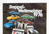 PORSCHE POSTER: A large laminated circa 1976 Porsche poster celebrating the double world champion of 1976 for Porsche, 1.02m high, 76cm wide - 2