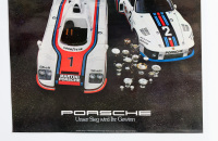 PORSCHE POSTER: A large laminated circa 1976 Porsche poster celebrating the double world champion of 1976 for Porsche, 1.02m high, 76cm wide - 3