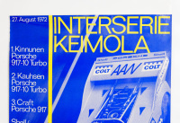 PORSCHE 910/10: A large laminated 1972 dated Porsche poster celebrating the Porsche 917/10 victory at the 1972 Interserie race at Keimola, Finland, 1.02m high, 76cm wide - 2