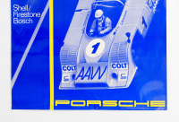 PORSCHE 910/10: A large laminated 1972 dated Porsche poster celebrating the Porsche 917/10 victory at the 1972 Interserie race at Keimola, Finland, 1.02m high, 76cm wide - 3