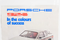 PORSCHE 924: A large circa 1977 Porsche poster featuring the 924 model 'In the colours of Success', with Martini Racing colour stripes to lower portion, 1.01m high, 76cm wide - 2