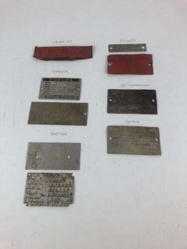 AUTOMOTIVE: Nine assorted vehicle identifcation plates