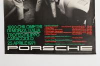 PORSCHE 917: A large 1971 dated Porsche poster celebrating the Porsche 917 victory at the 1971 Monza 1000km race, 1.01m high, 76cm wide - 2