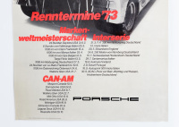 PORSCHE CAN-AM: A large laminated 1973 dated Porsche poster promoting the 1973 Can-Am race dates with Porsche 917/30 photo to upper half, 1.02m high, 73.5cm wide - 3