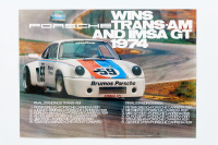 CARRERA RSR: A large laminated 1974 dated Porsche poster celebrating the Porsche Carrera RSR victory in the 1974 Trans-Am Series, 75cm high, 1.02m wide