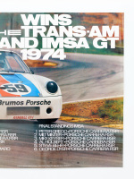 CARRERA RSR: A large laminated 1974 dated Porsche poster celebrating the Porsche Carrera RSR victory in the 1974 Trans-Am Series, 75cm high, 1.02m wide - 3