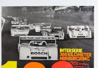 PORSCHE 917/10: A large laminated 1973 dated Porsche poster celebrating the Porsche 1-2-3 finish at the 1973 Interserie 300km race at Nurburgring, 1.01m high, 75.5cm wide - 2