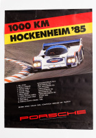 PORSCHE 962C: A large 1985 dated Porsche poster celebrating the Rothmans Porsche 962C victory at the 1985 1000km race at Hockenheim, 1.01m high, 76cm wide