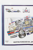 PORSCHE 936: A large circa 1976 Martini Porsche 936 'Sportwagenweltmeister 1976' cutaway illustration poster, 67.5cm high,95.5cm wide - 2