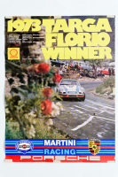 CARRERA RSR: A large circa 1973 Porsche poster celebrating the Porsche Carrera RSR victory at the 1973 Targa Florio, 1.01m high, 76cm wide