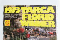 CARRERA RSR: A large circa 1973 Porsche poster celebrating the Porsche Carrera RSR victory at the 1973 Targa Florio, 1.01m high, 76cm wide - 2