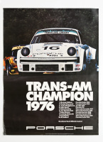 PORSCHE TURBO 934: A large circa 1976 Porsche poster celebrating the Porsche Turbo 934 being the 1976 Trans-Am Champion, 1.01m high, 76cm wide