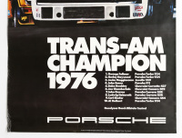 PORSCHE TURBO 934: A large circa 1976 Porsche poster celebrating the Porsche Turbo 934 being the 1976 Trans-Am Champion, 1.01m high, 76cm wide - 3