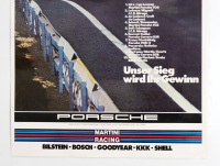 PORSCHE 936: A large laminated 1976 dated Porsche poster celebrating the Porsche Martini 936 victory at the 1976 24 Hour Le Mans race, 1.01m high, 76.5cm wide - 3