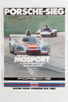 PORSCHE 936: A large laminated 1976 dated Porsche Poster celebrating the Porsche 936 victory at the 1976 200 Mile Mosport, Canada, 1.01m high, 77cm wide